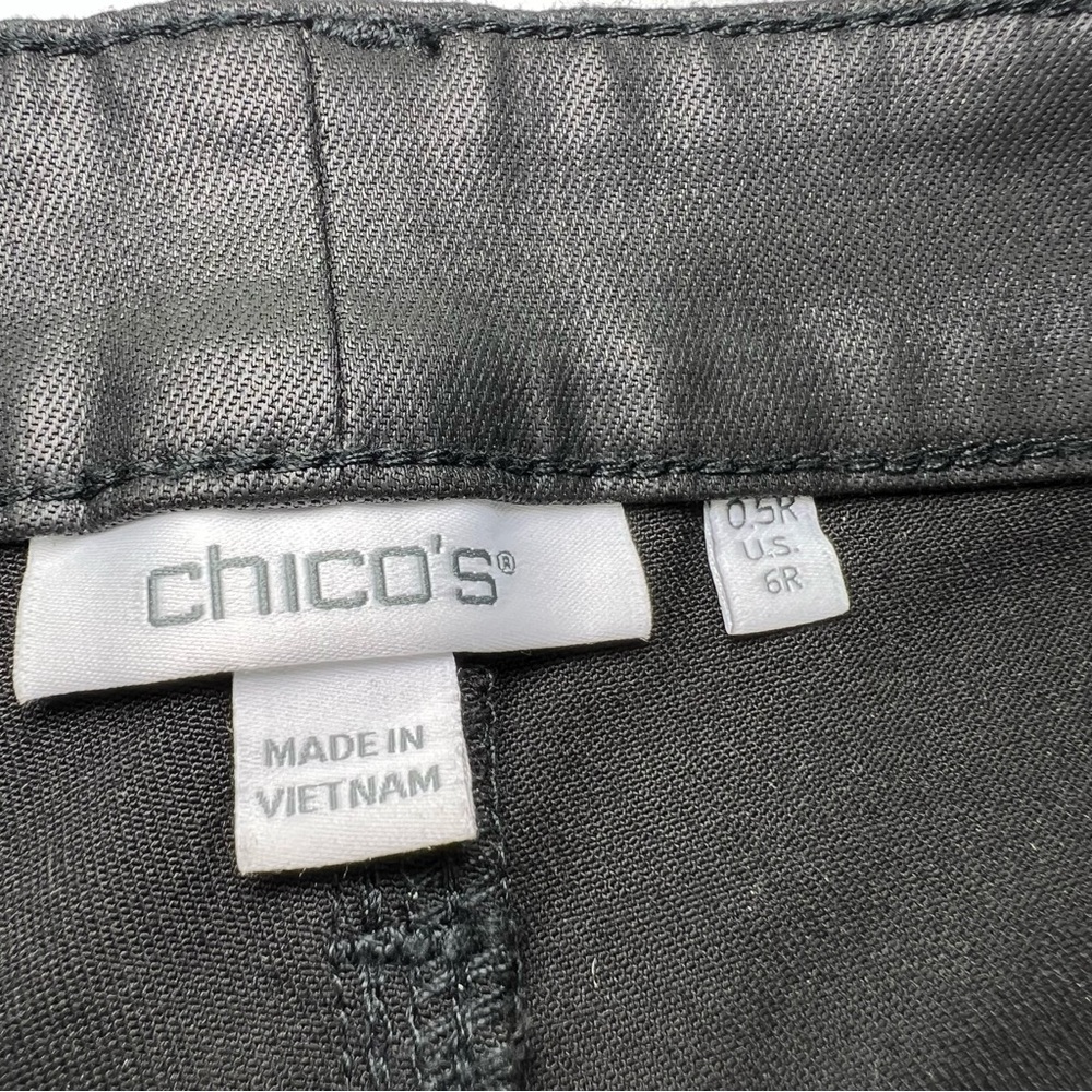 Chicos coated black flare pants size 6 - Picture 5 of 9